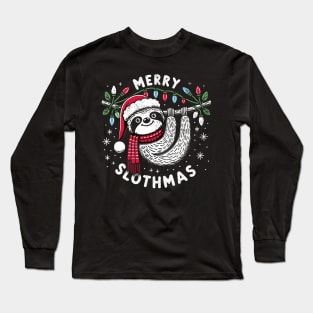 Dabbing Santa Sloth Merry Slothmas Christmas Long Sleeve T-Shirt